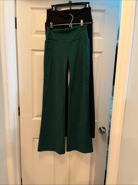 Wide-Leg High-Rise Pants in Forest Green - Women's Wide Leg